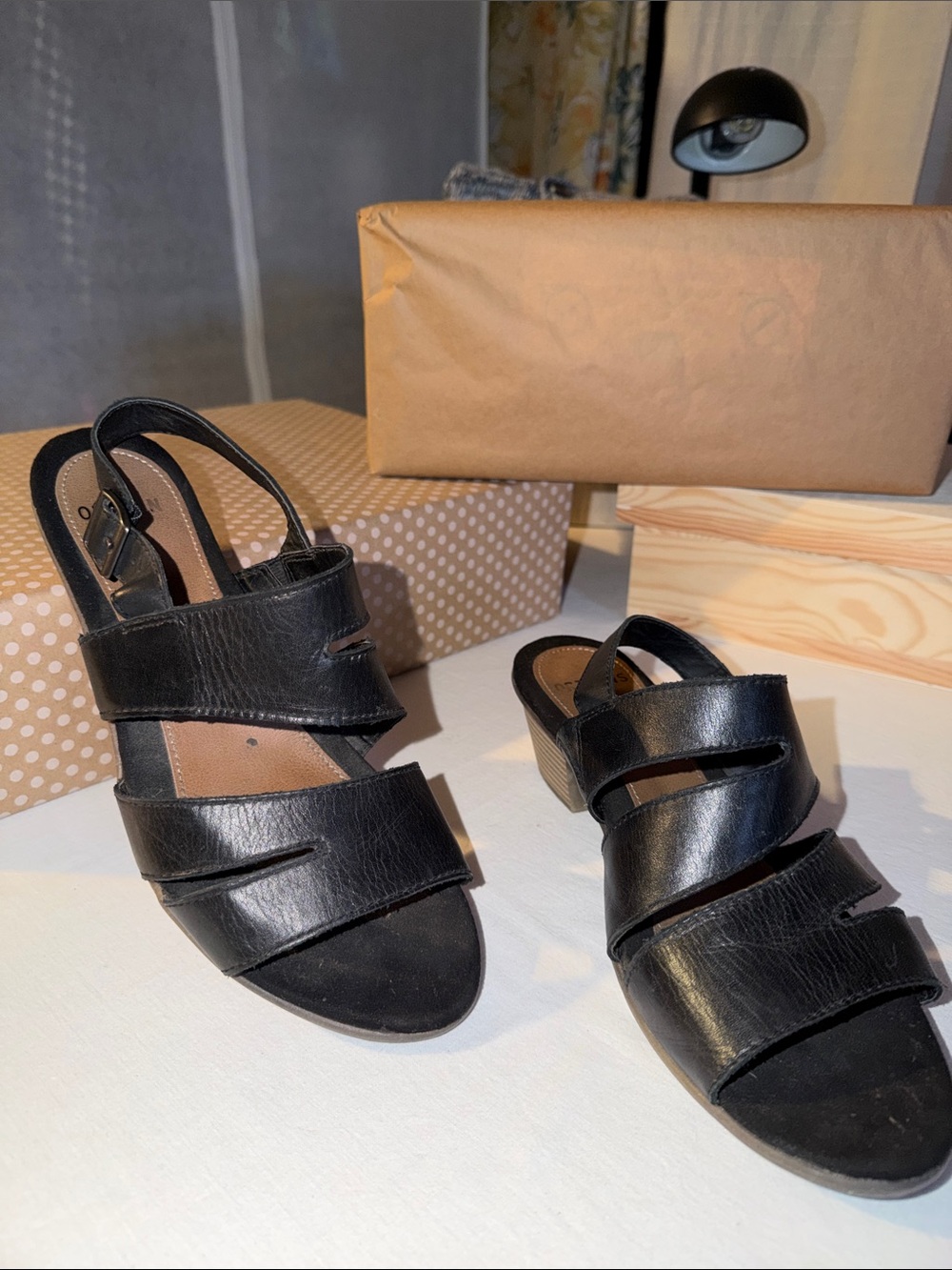 Black Women's Strappy Slingback Sandals